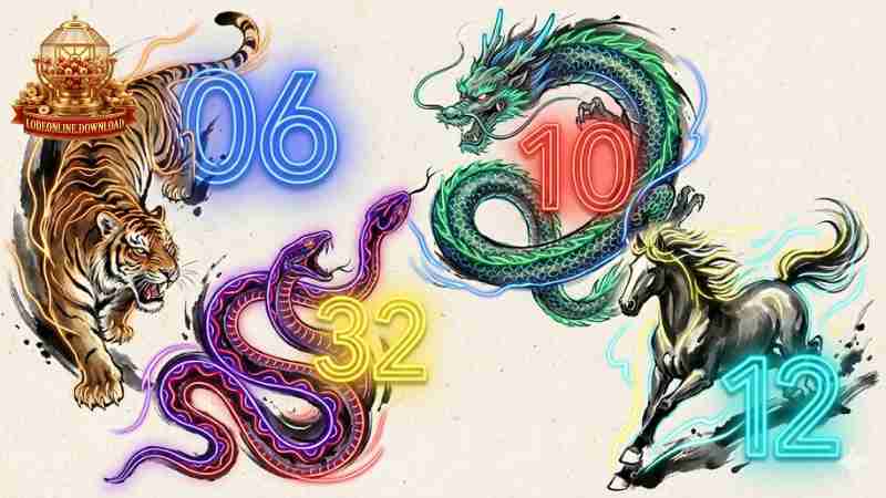 Bảng tịch số đề cổ xưa với hình ảnh các con vật minh họa sinh động.