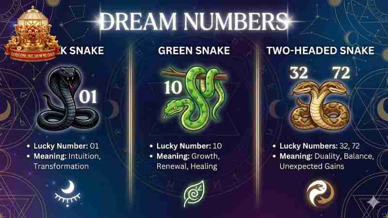 Bảng tra cứu nhanh các con số may mắn liên quan đến giấc mơ về rắn.