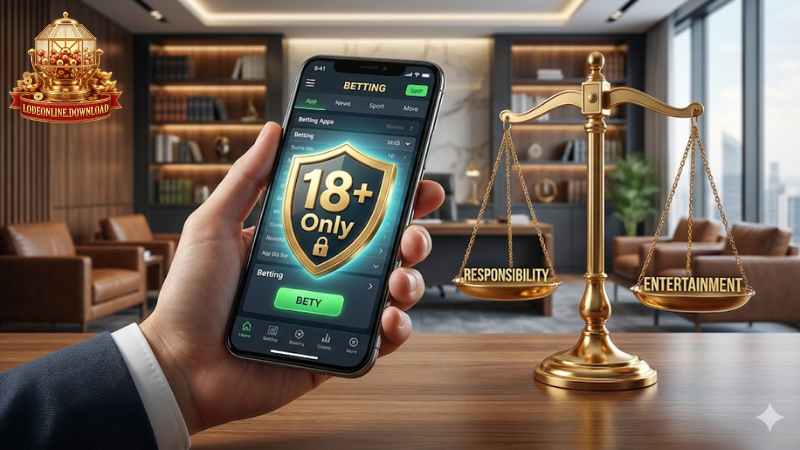 Biểu tượng 18+ và cán cân công lý thể hiện tính pháp lý và trách nhiệm.