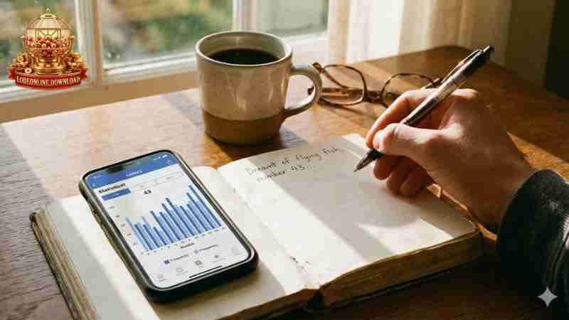 Minh họa việc ghi chép sổ mơ và soi cầu trên điện thoại.